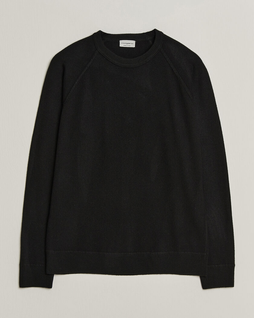 Morgano Wool/Cashmere Raglan Crew Black – Nero