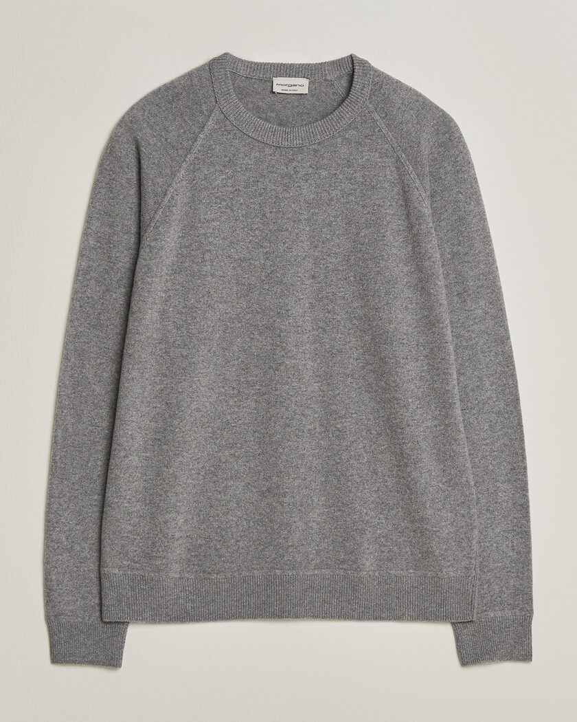 Morgano Wool/Cashmere Raglan Crew Grey