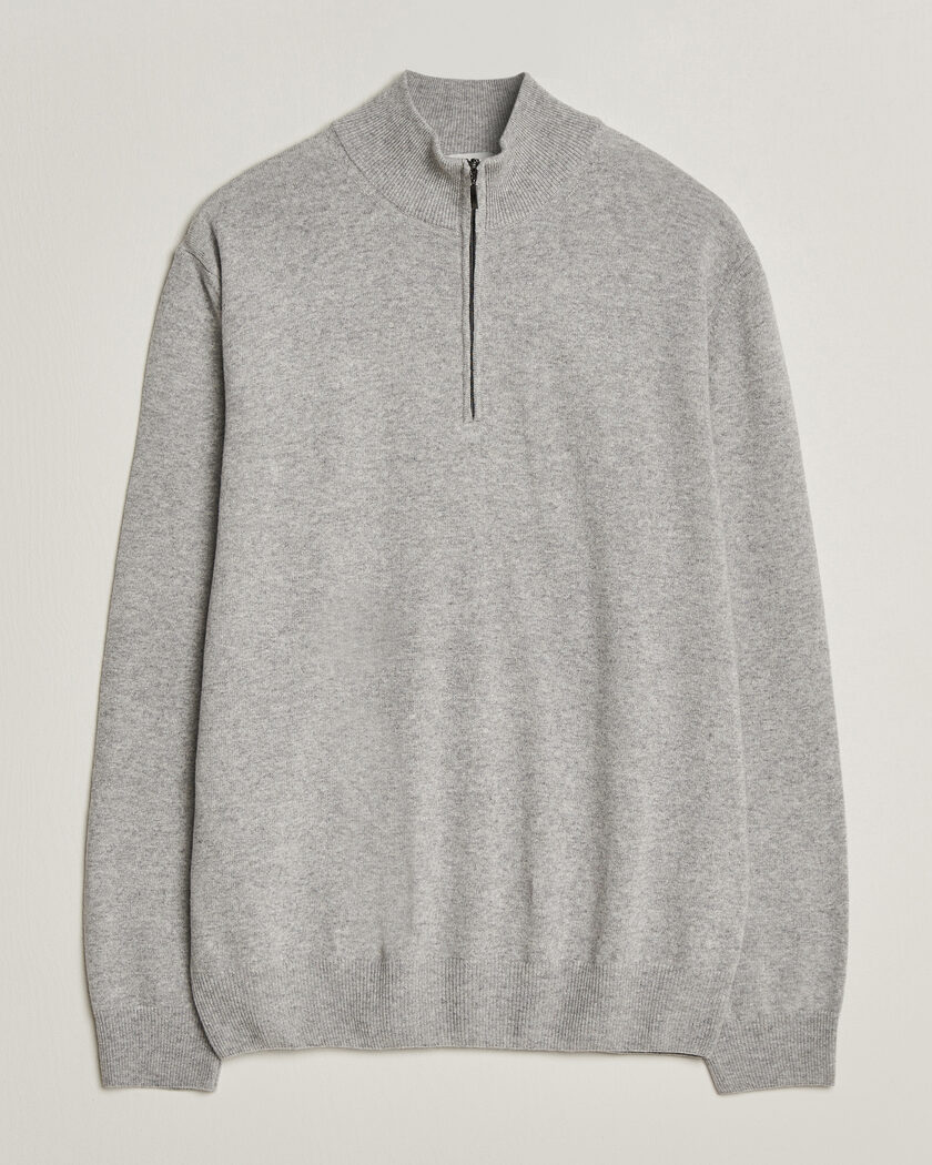 Morgano Wool/Cashmere Half-Zip Mid Grey – Grigio