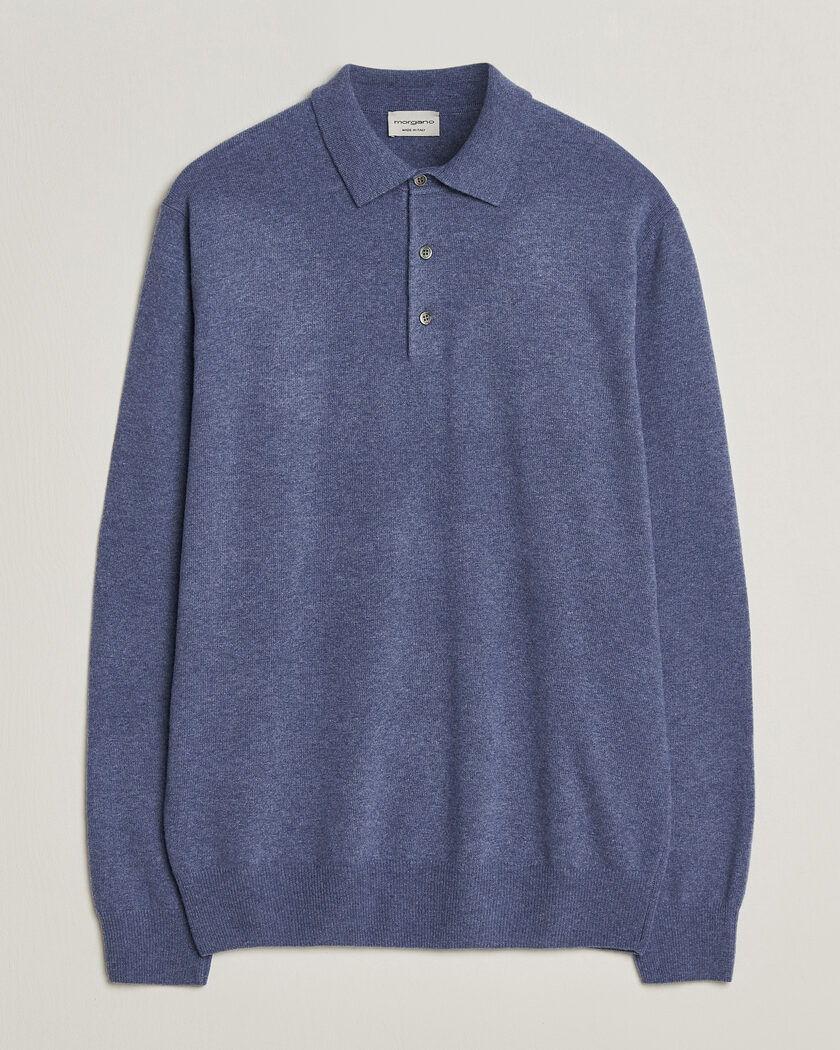 Morgano Wool/Cashmere Polo Mid Blue – Blu