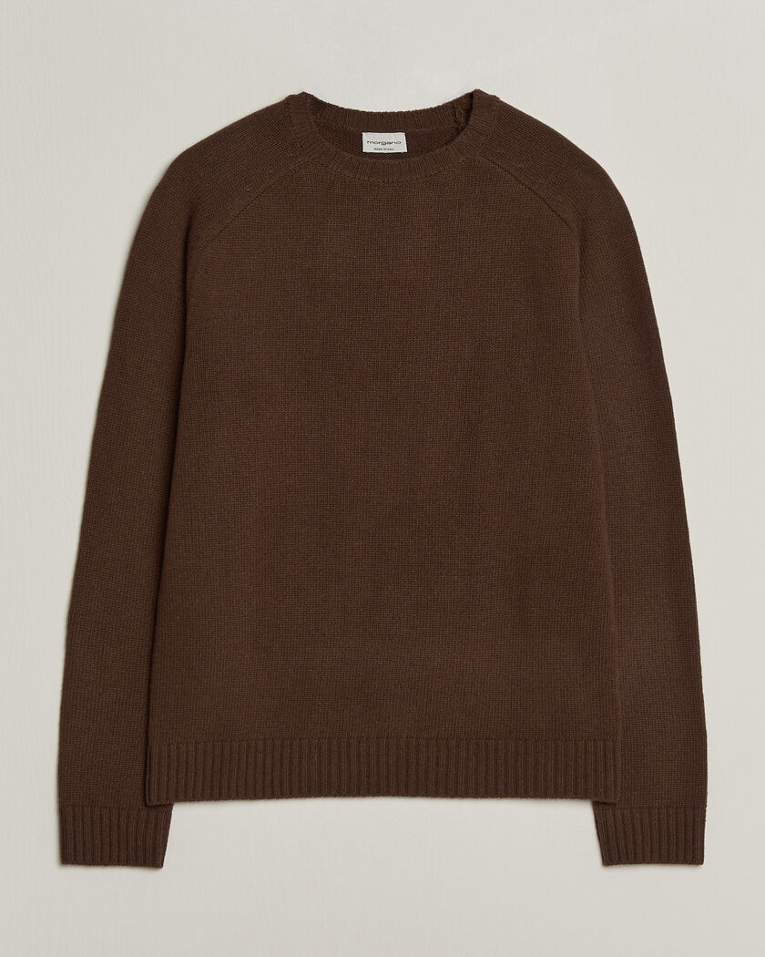 Morgano Heavy Knitted Wool/Cashmere Crewneck Dark Brown – Marrone