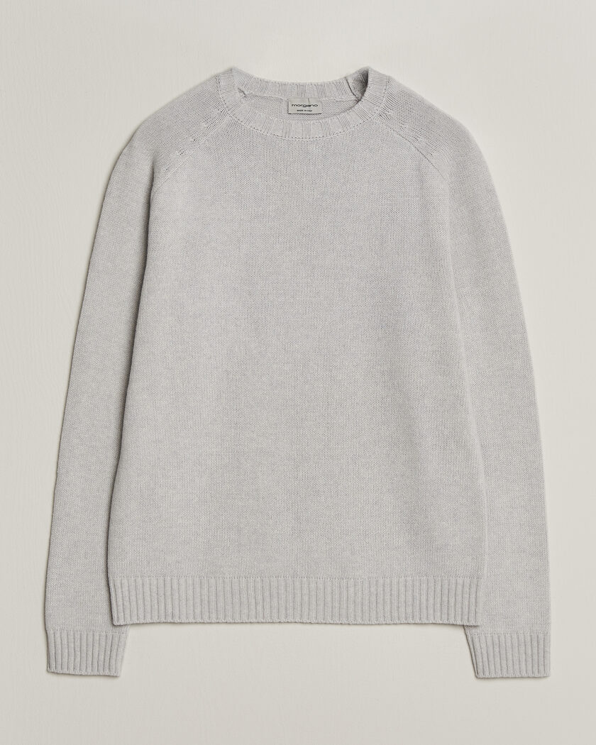 Morgano Heavy Knitted Wool/Cashmere Crewneck Light Grey – Grigio