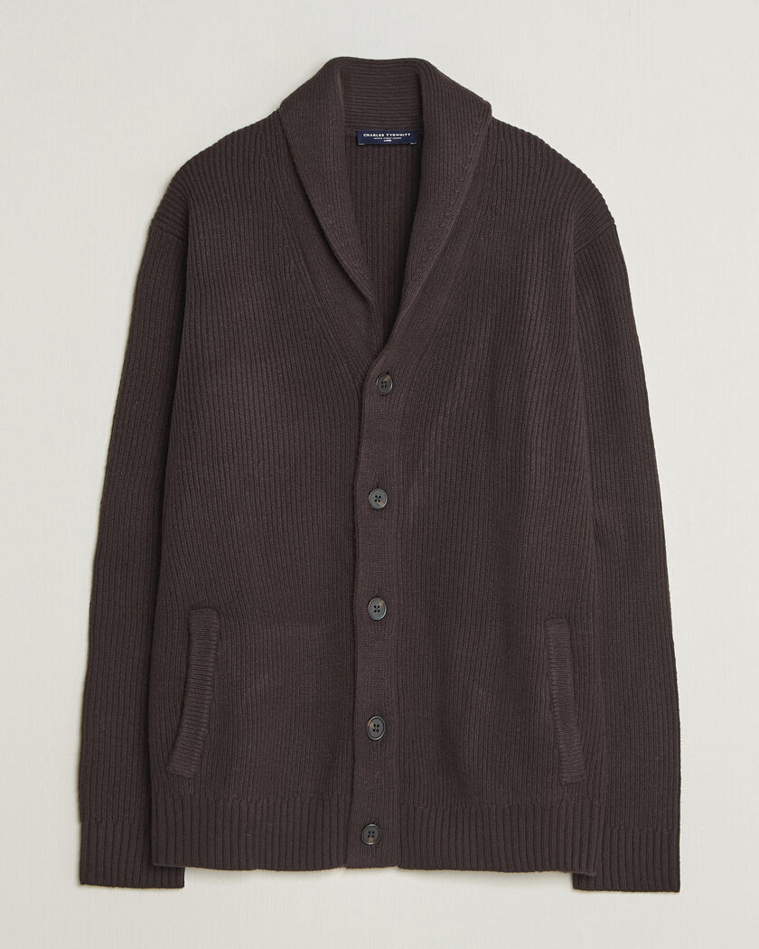Charles Tyrwhitt Chunky Merino Shawl Neck Cardigan Chocolate – Marrone