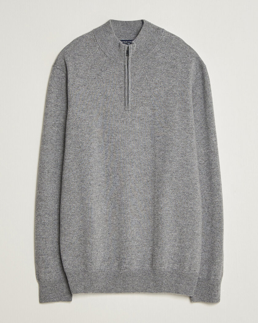 Charles Tyrwhitt Pure Cashmere Zip Neck Jumper Grey – Grigio