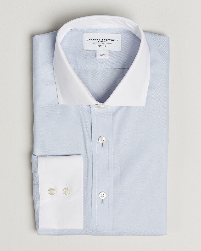 Charles Tyrwhitt Slim Fit Non Iron Plain Winchester Shirt Light Blue – Blu
