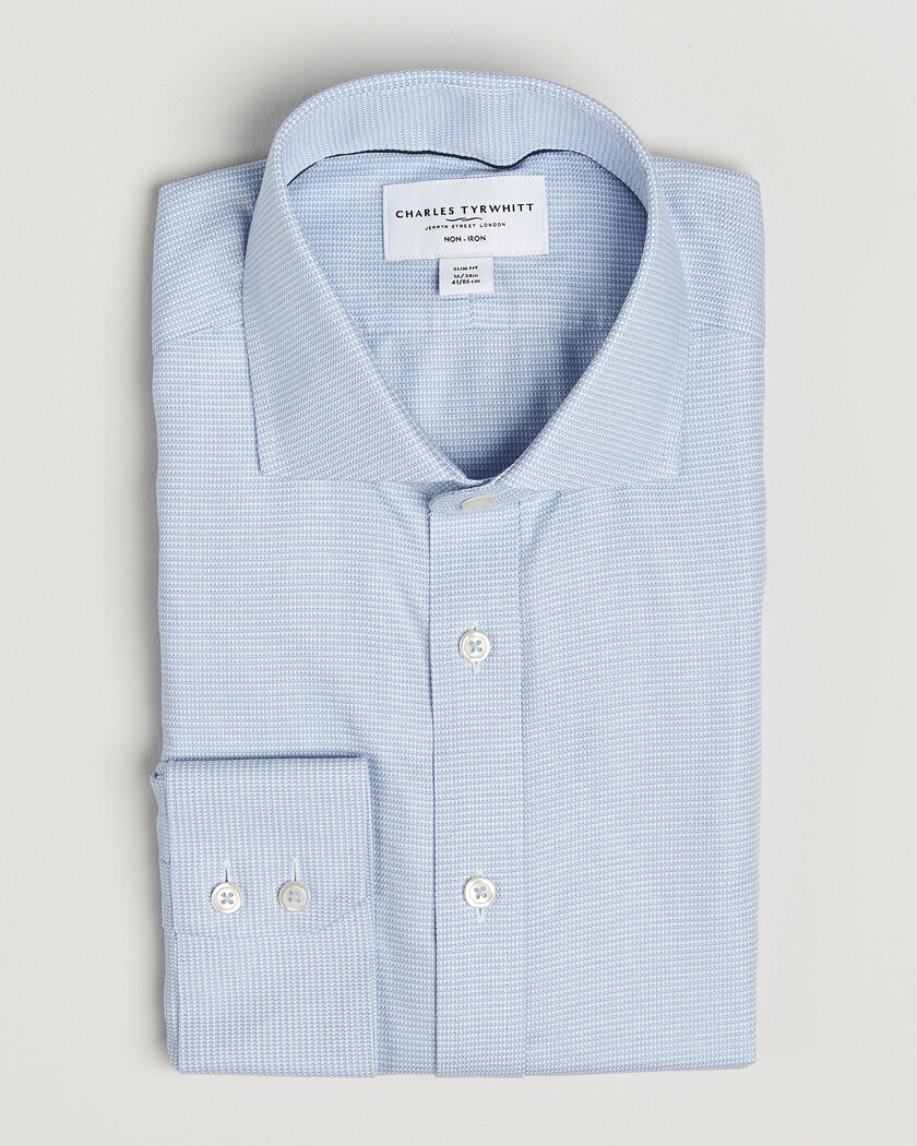 Charles Tyrwhitt Slim Fit Non Iron Trafalgar Weave Shirt Sky Blue – Blu