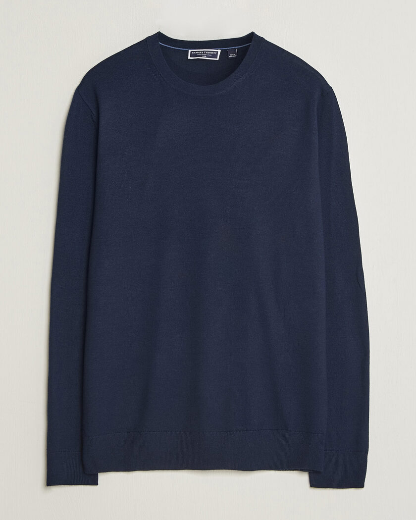 Charles Tyrwhitt Pure Merino Crew Neck Jumper Navy – Blu