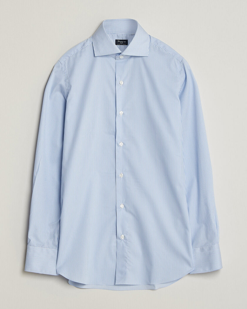 Finamore Napoli Milano Slim Traveller Cotton Shirt Blue Stripe – Blu