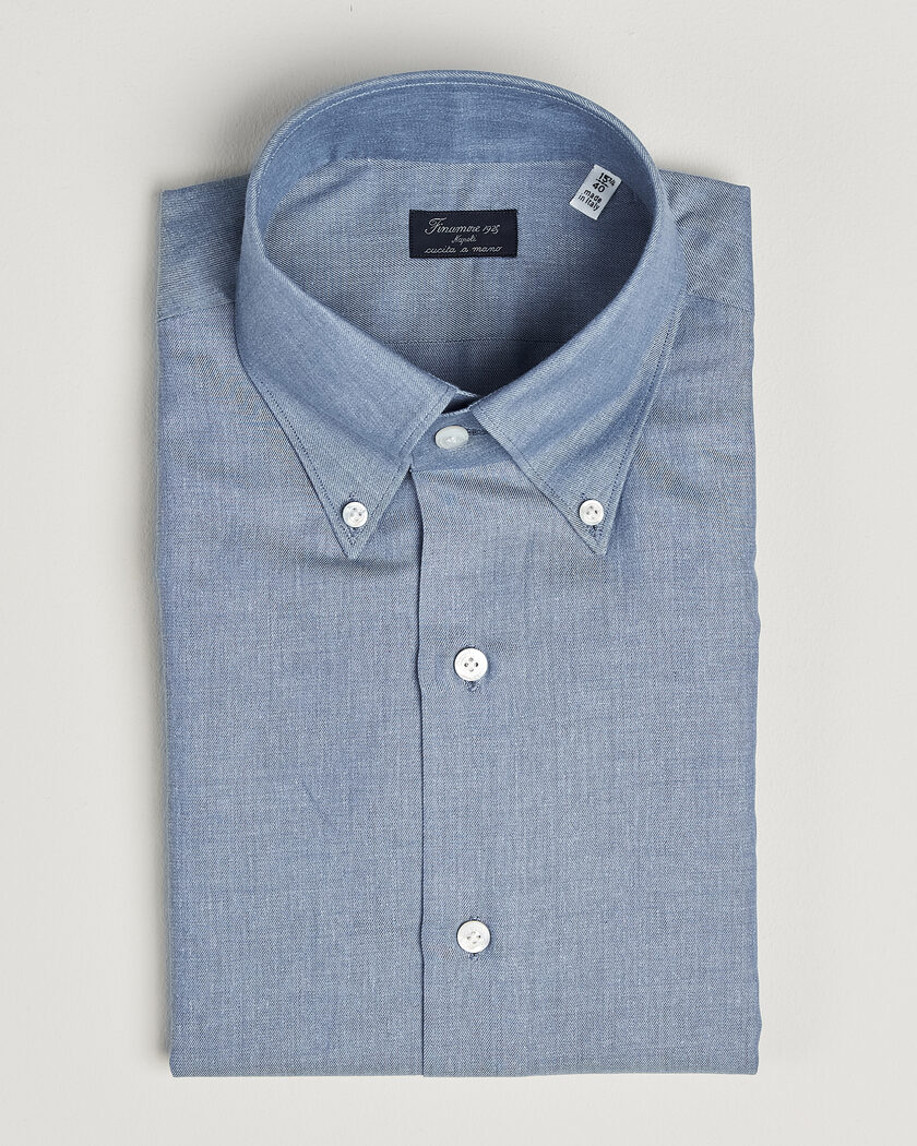 Finamore Napoli Milano Slim Cashmere BD Shirt Light Blue – Blu