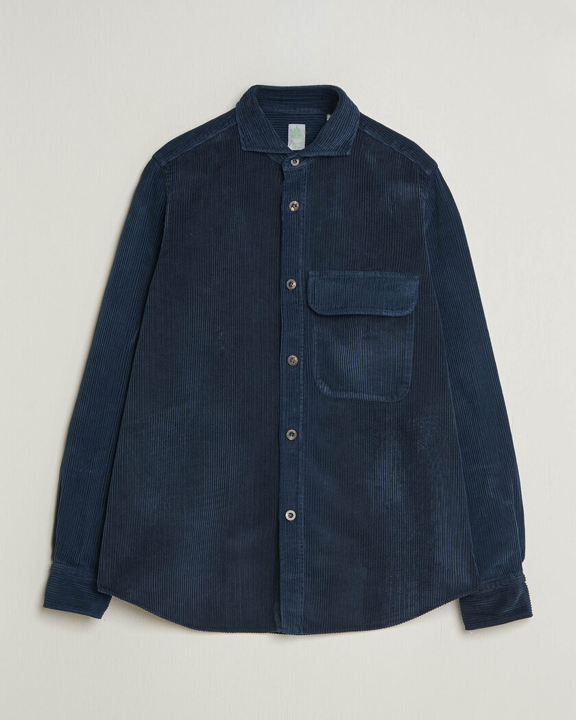Finamore Napoli Garment Dyed Corduroy Overshirt Navy – Blu