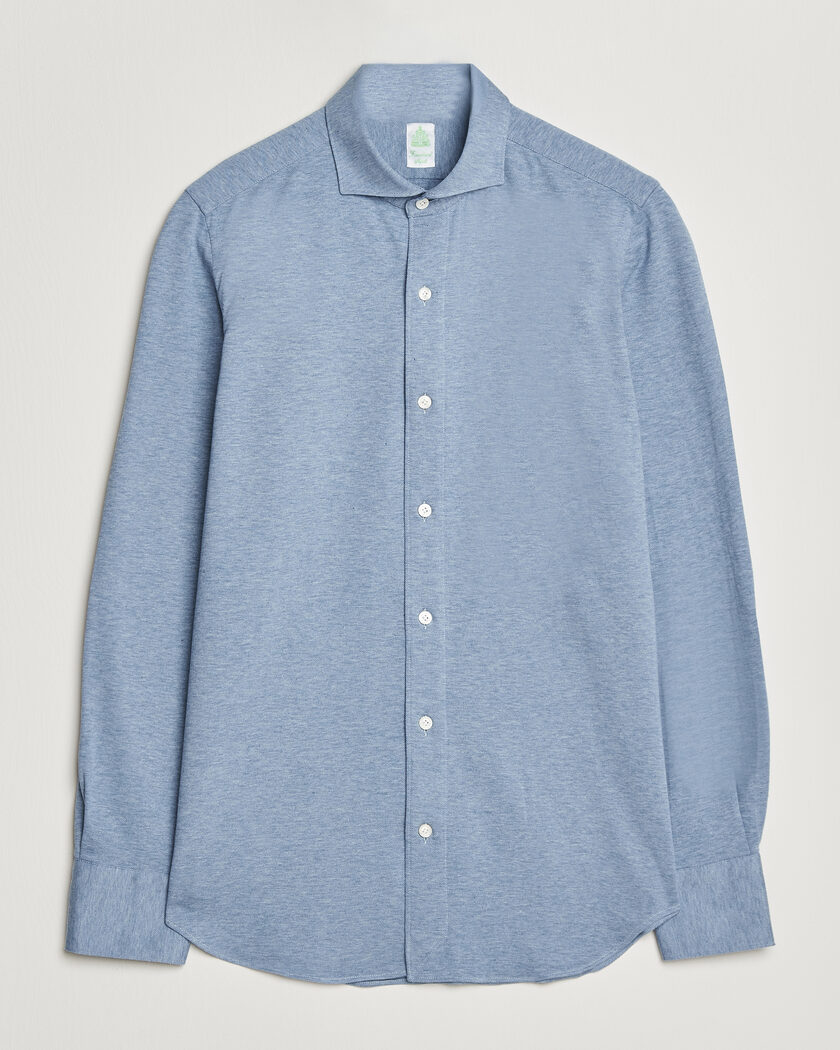 Finamore Napoli Cotton/Cashmere Jersey Shirt Light Blue – Blu