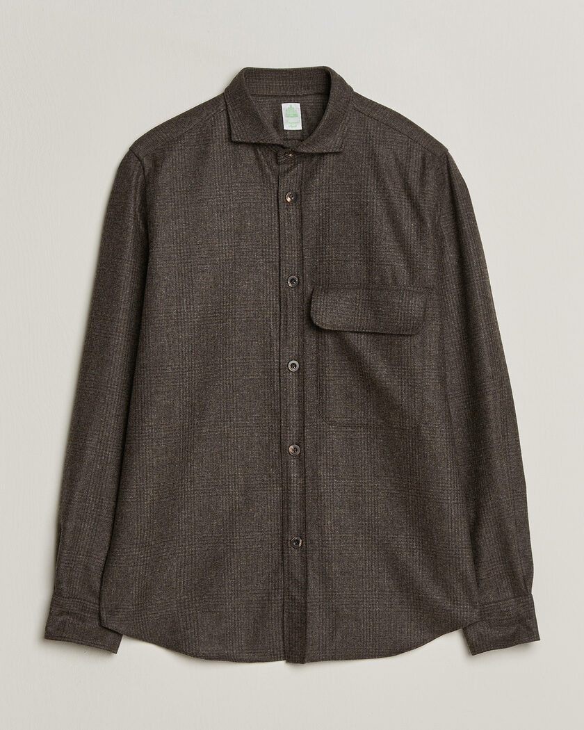 Finamore Napoli Wool Houndstooth Overshirt Dark Brown – Marrone