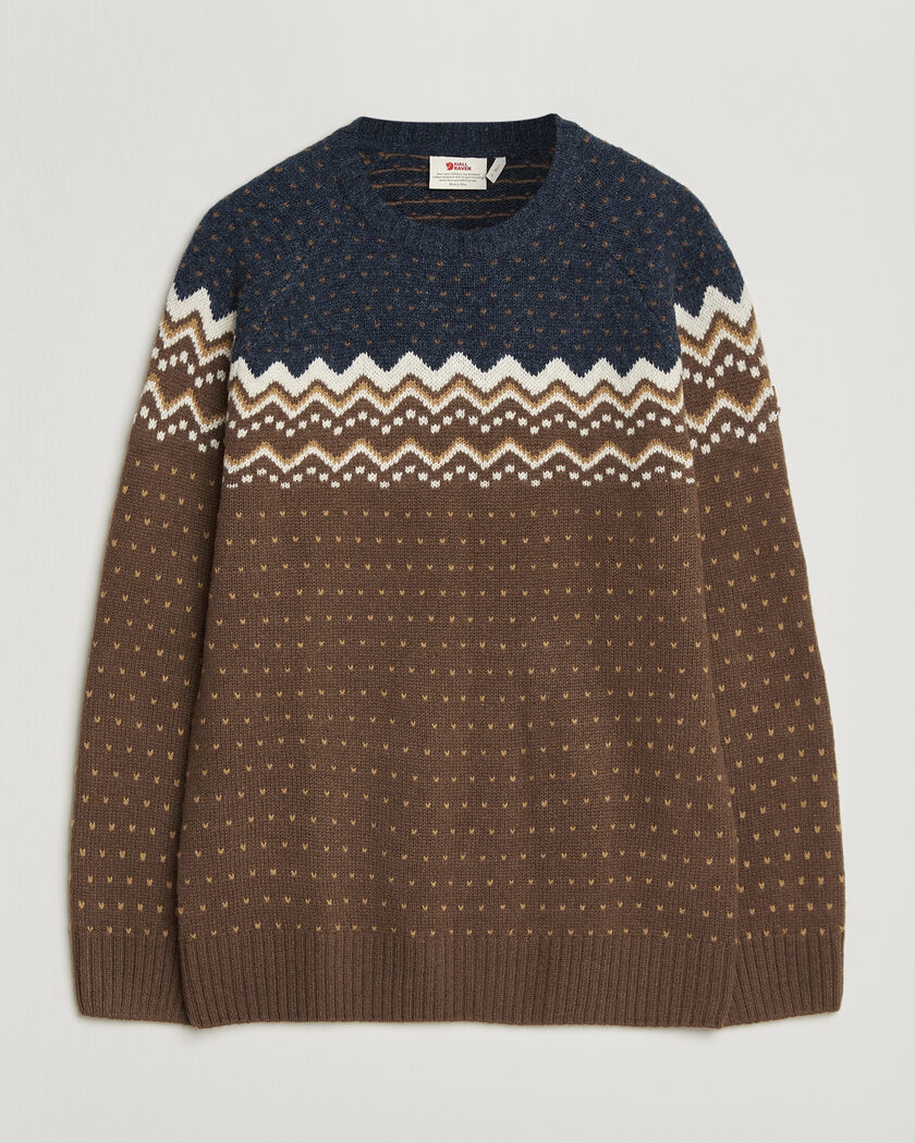 Fjällräven Övik Knit Wool Sweater Dark Oak – Marrone