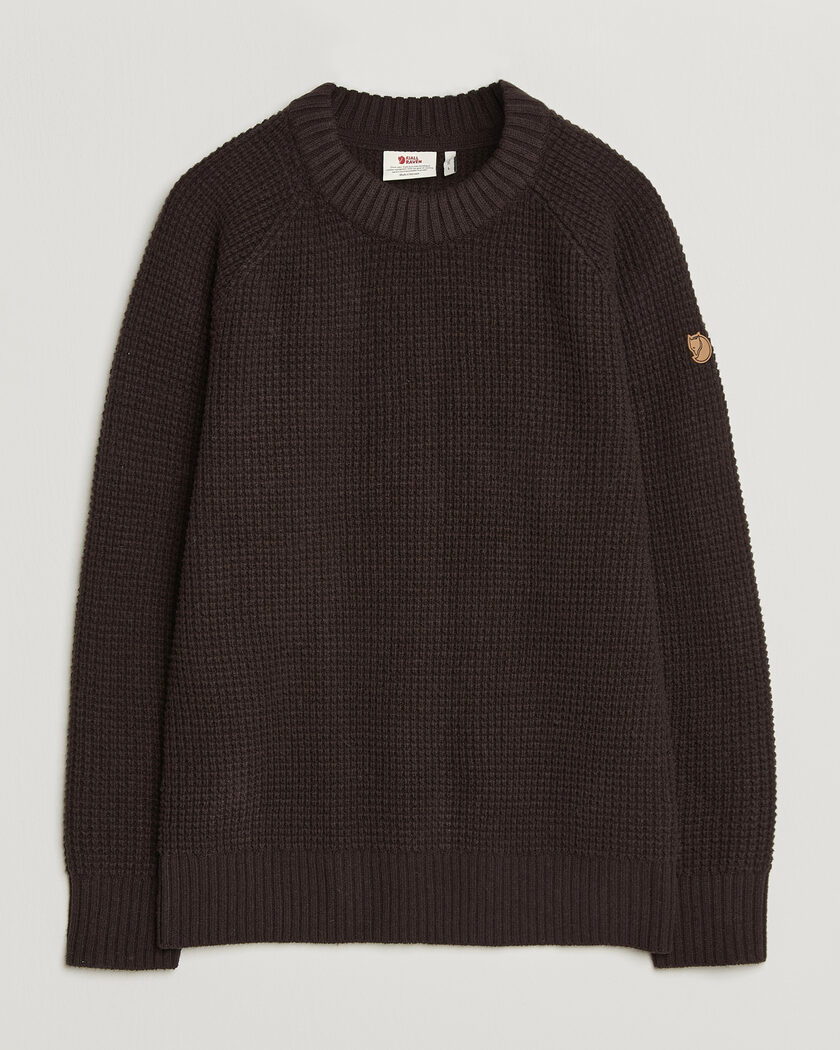 Fjällräven Övik Wool Waffle Knit Black Oak – Marrone