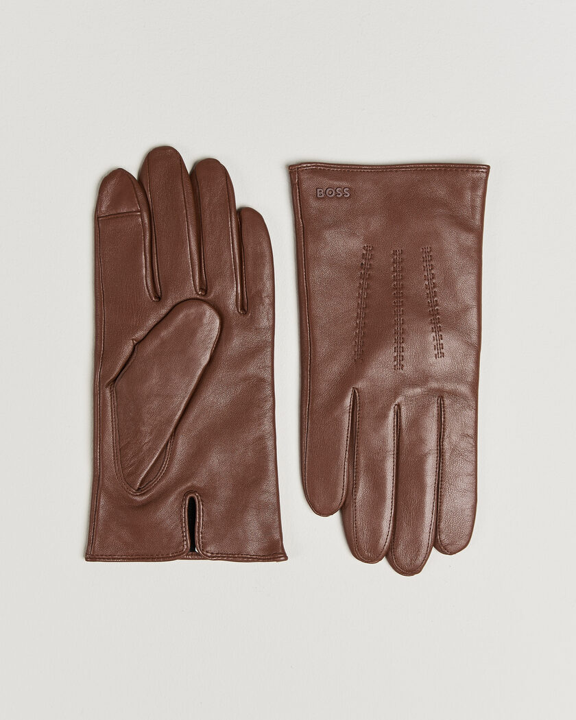 BOSS BLACK Hainz Leather Glove Medium Brown – Marrone