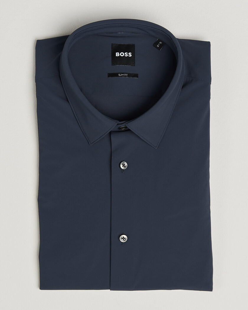 BOSS BLACK Hank 4-Way Stretch Shirt Dark Blue – Blu