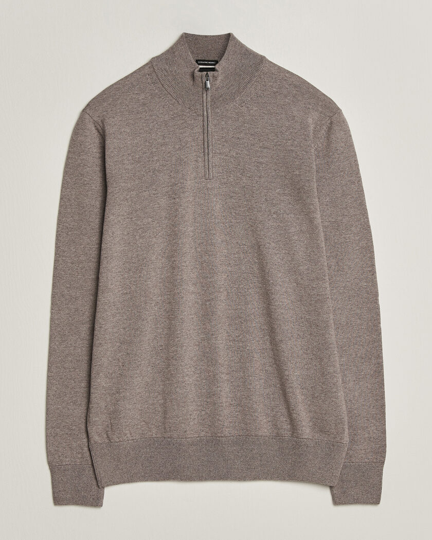 BOSS BLACK Ebenji Merino Knitted Half Zip Open Brown – Marrone