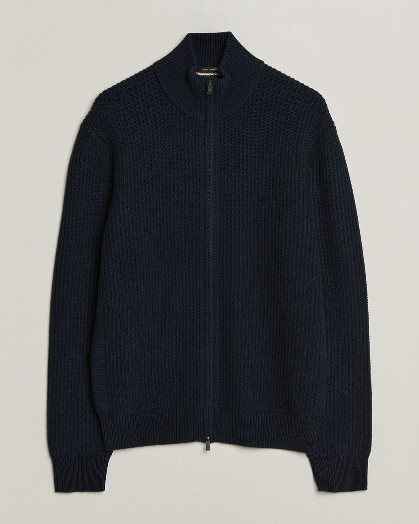 BOSS BLACK Fiocco Wool/Cashmere Full Zip Dark Blue – Blu