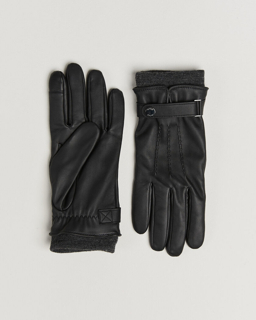BOSS BLACK Hyden Leather Glove Black – Nero