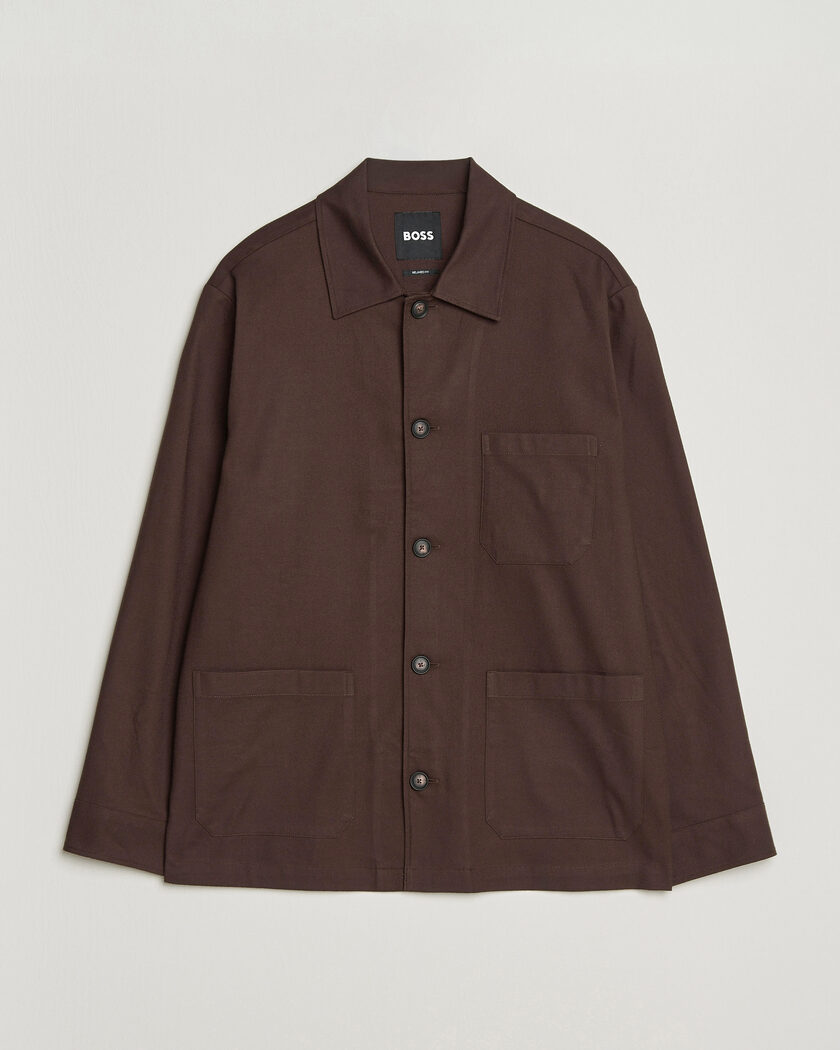 BOSS BLACK Cai Cotton Overshirt Dark Brown – Marrone