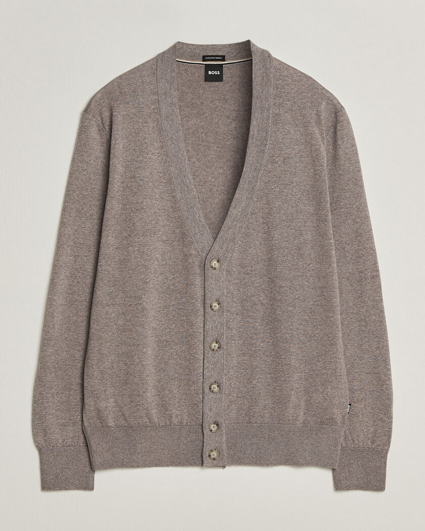 BOSS BLACK Mardon Wool Cardigan Open Brown – Marrone
