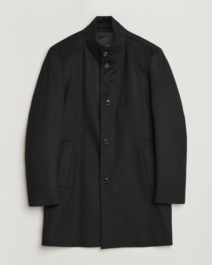 BOSS BLACK Hyde Wool Stand Up Collar Coat Black – Nero
