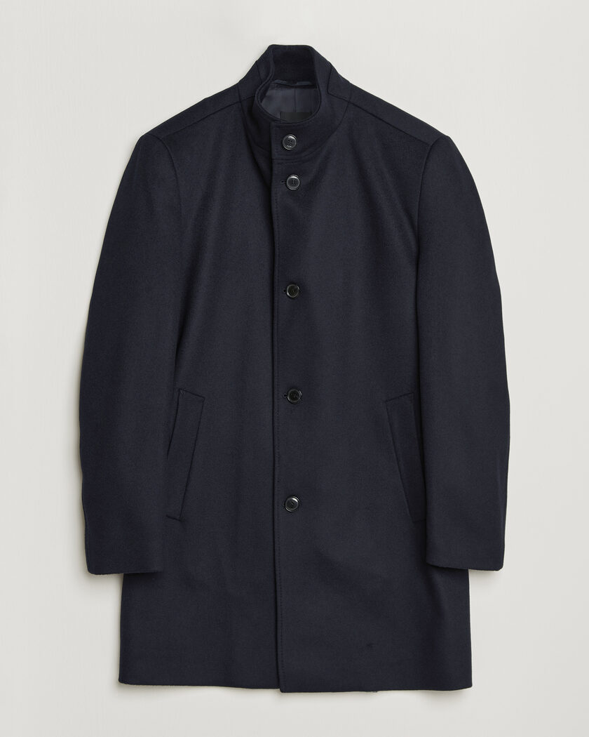 BOSS BLACK Hyde Wool Stand Up Collar Coat Dark Blue – Blu