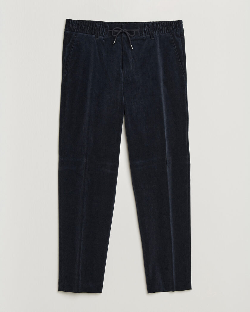 BOSS BLACK Perin Corduroy Drawstring Trousers Dark Blue – Blu