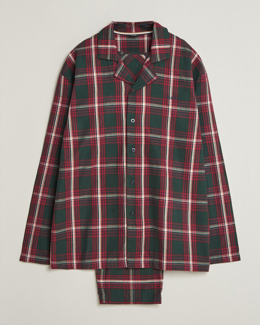 BOSS BLACK Checked Flannel Pyjama Set Open Red – Rosso