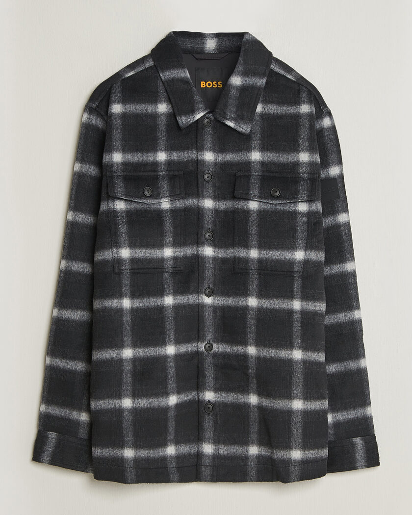BOSS ORANGE Losky Flannel Checked Overshirt Black – Nero