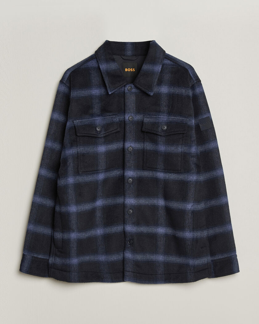  BOSS ORANGE Losky Flannel Checked Overshirt Dark Blue – Blu