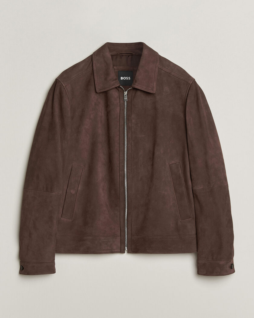 BOSS BLACK Malbano Suede Jacket Dark Brown – Marrone