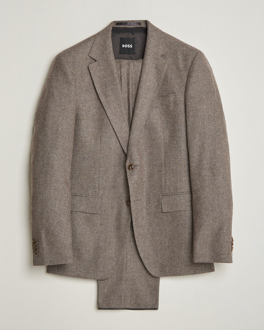 BOSS BLACK Huge Wool Pepita Suit Dark Brown – Marrone