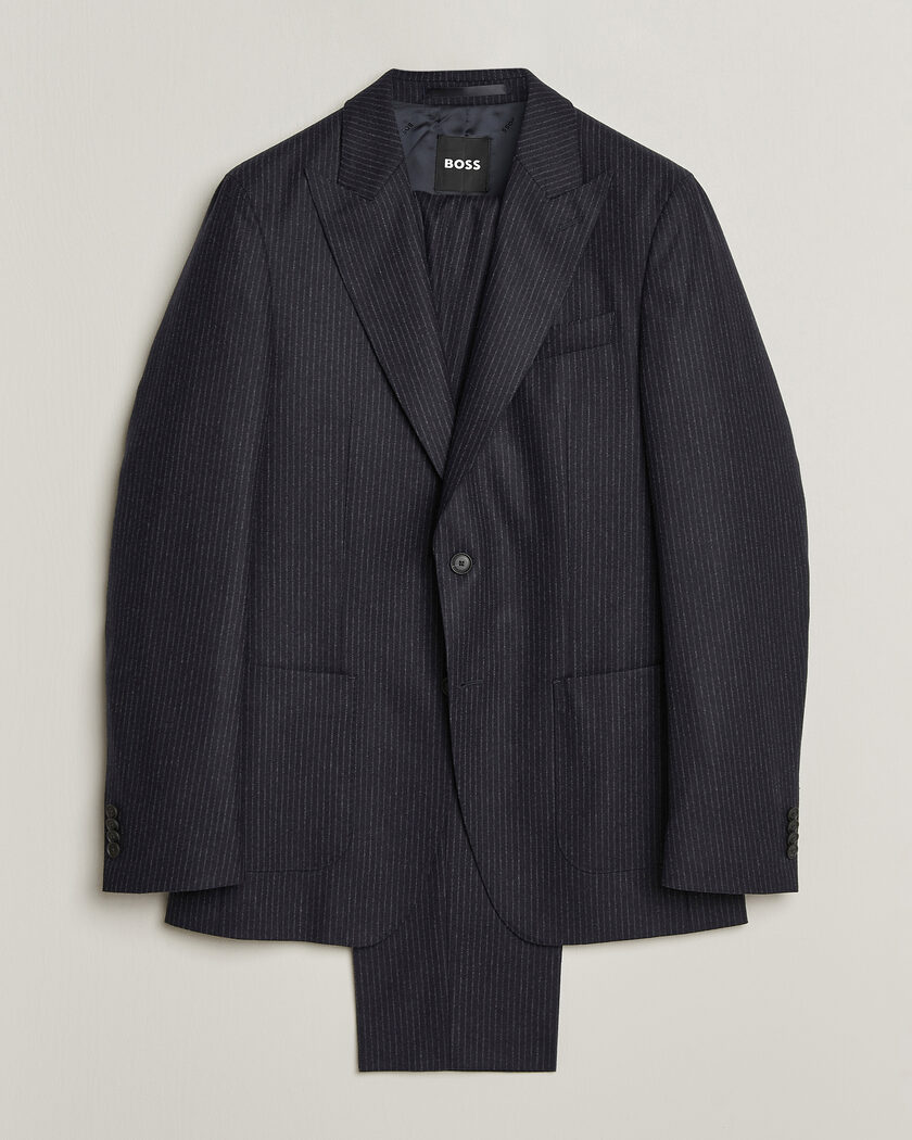 BOSS BLACK Huge Wool Pinstriped Suit Dark Blue – Multicolore