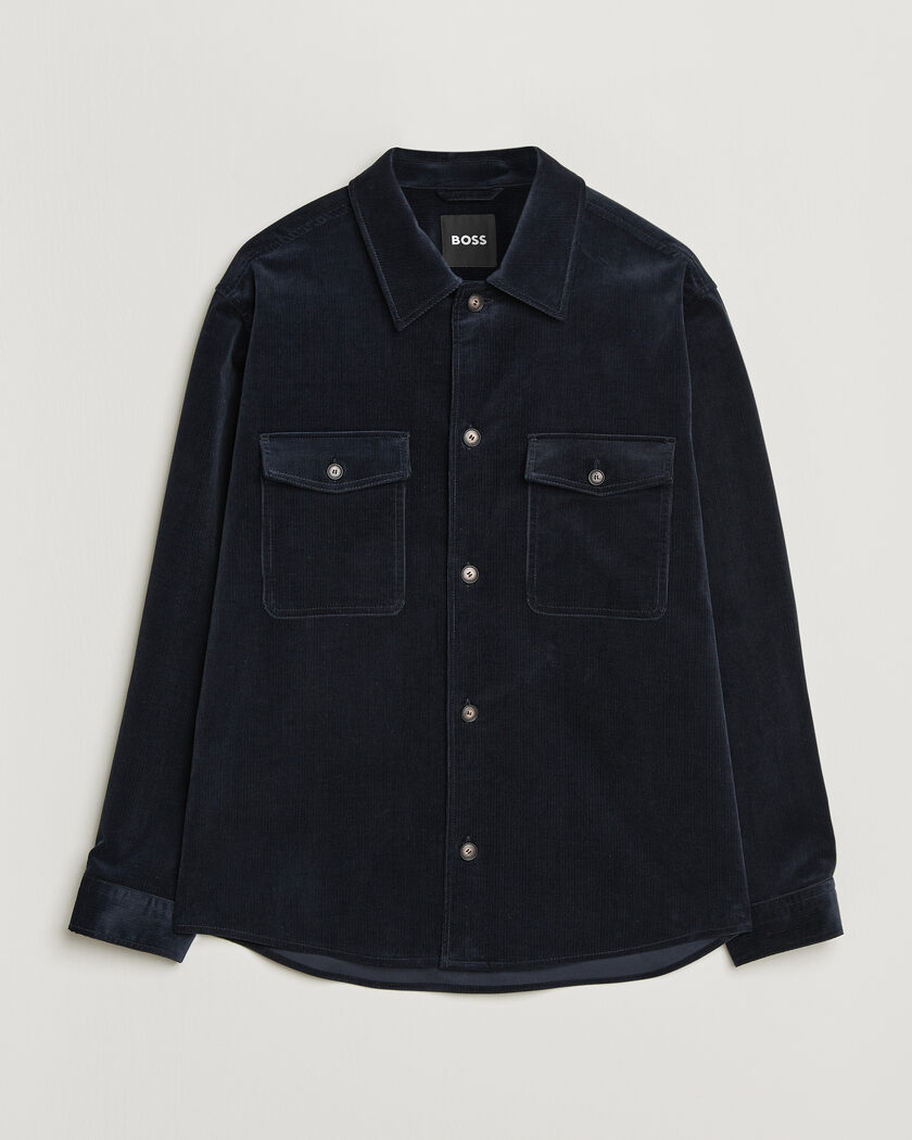 BOSS BLACK Carper Corduroy Overshirt Dark Blue – Blu
