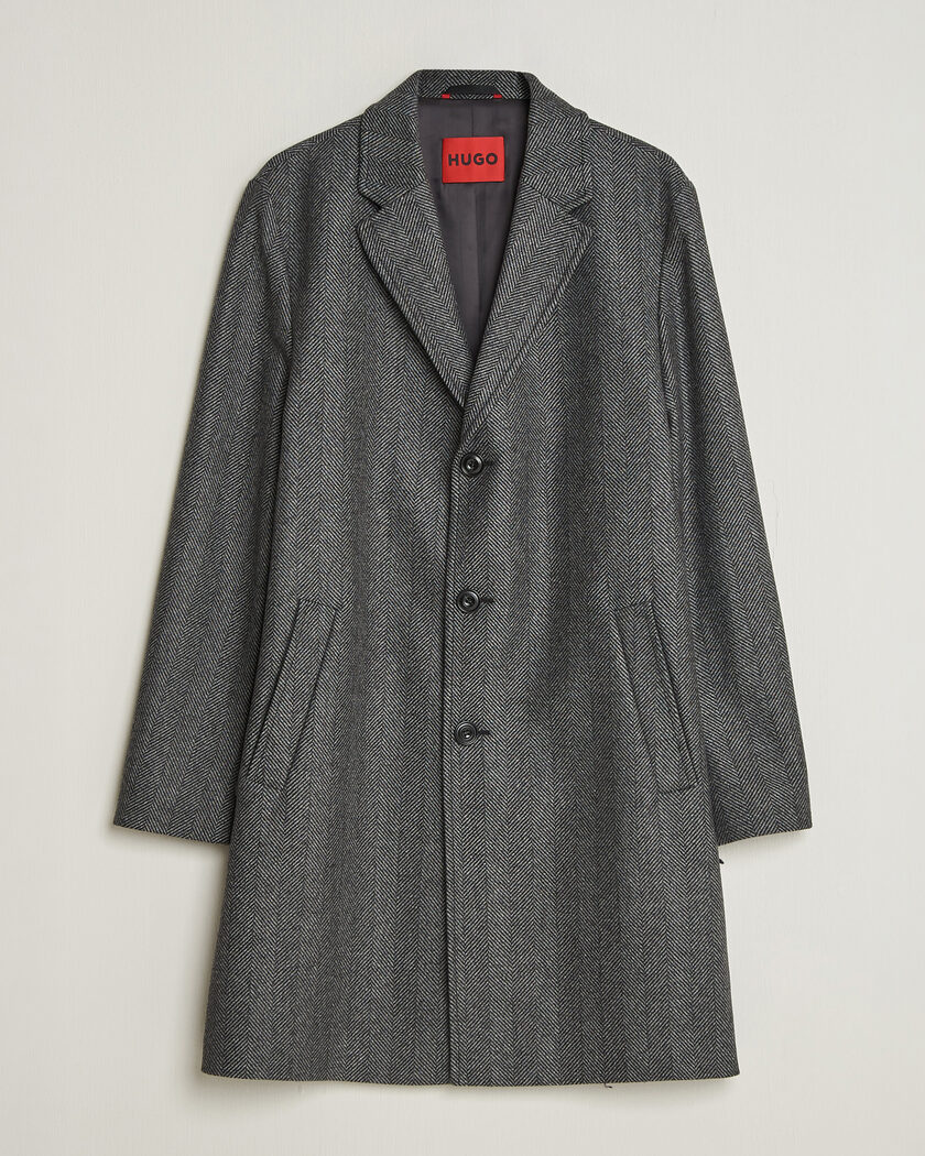 HUGO Malte Herringbone Coat Dark Grey – Grigio