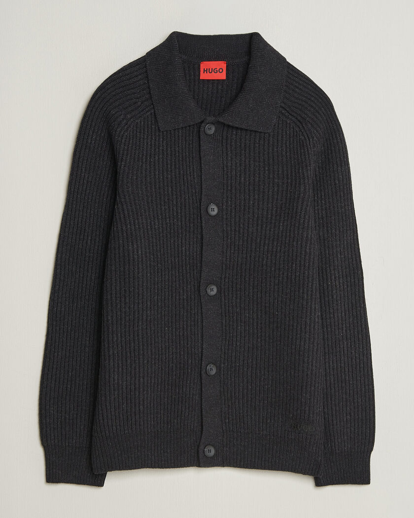 HUGO Sardeep Wool Knitted Cardigan Black – Nero