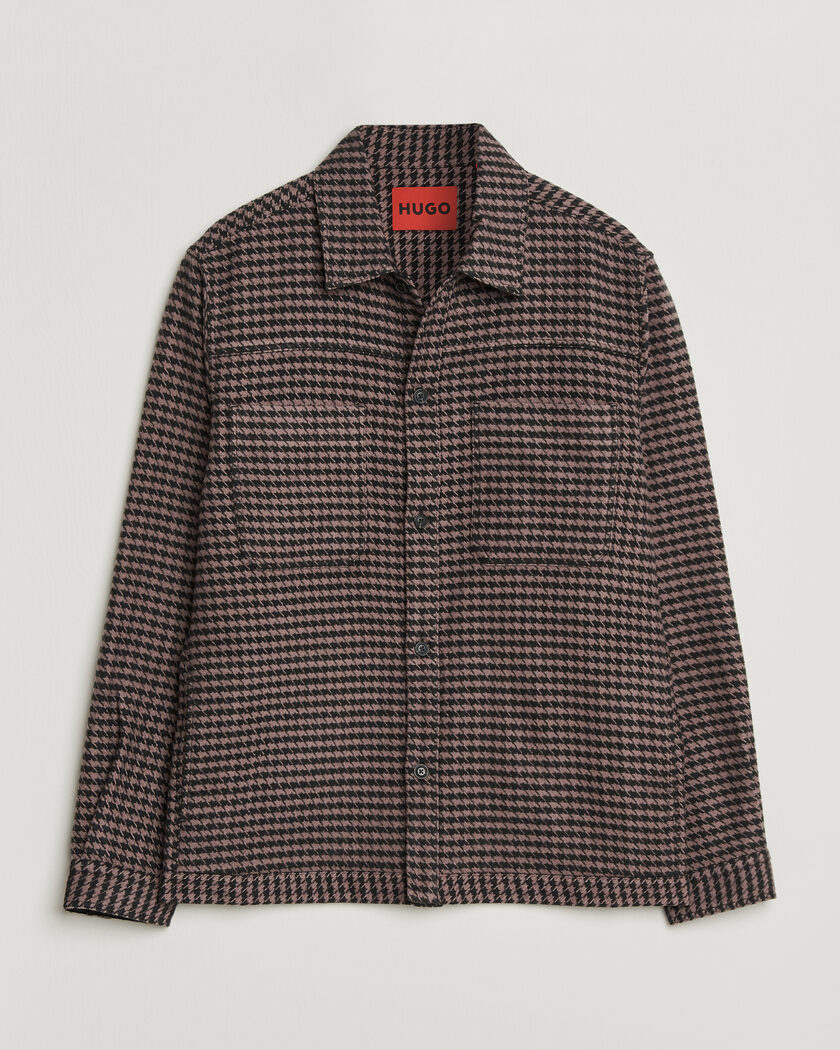 HUGO Eniri Houndstooth Overshirt Copper Brown – Marrone