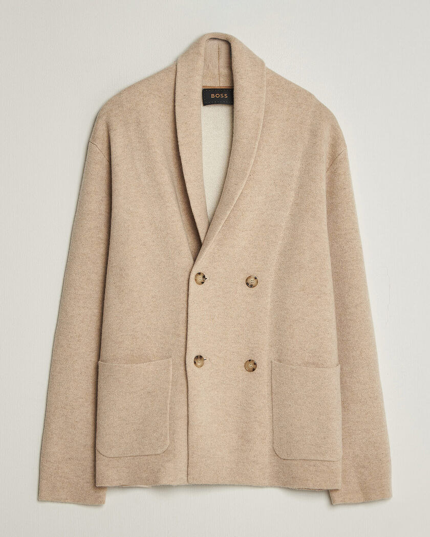BOSS CAMEL Fenturo Wool Knitted Cardigan Light Beige – Beige