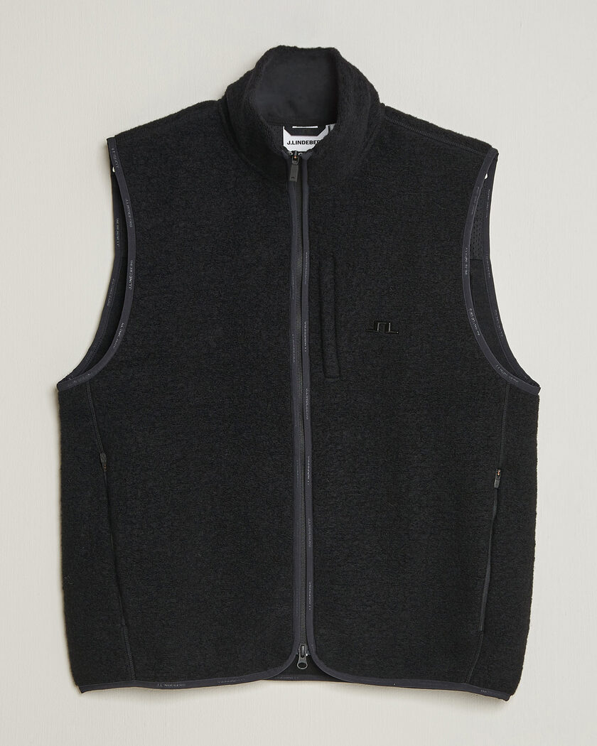 J.Lindeberg Duncan Wool Fleece Vest Black – Nero