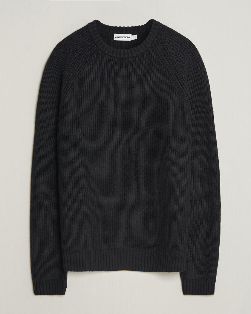 J.Lindeberg Hallow Wool Blend Knitted Sweater Black – Nero