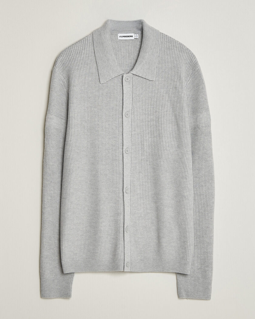 J.Lindeberg Willem Knitted Cardigan Light Grey Melange – Grigio
