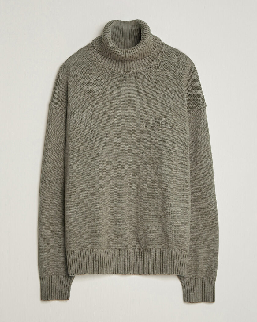 J.Lindeberg Eddy Wool/Cotton Knitted Turtleneck Brindle – Verde
