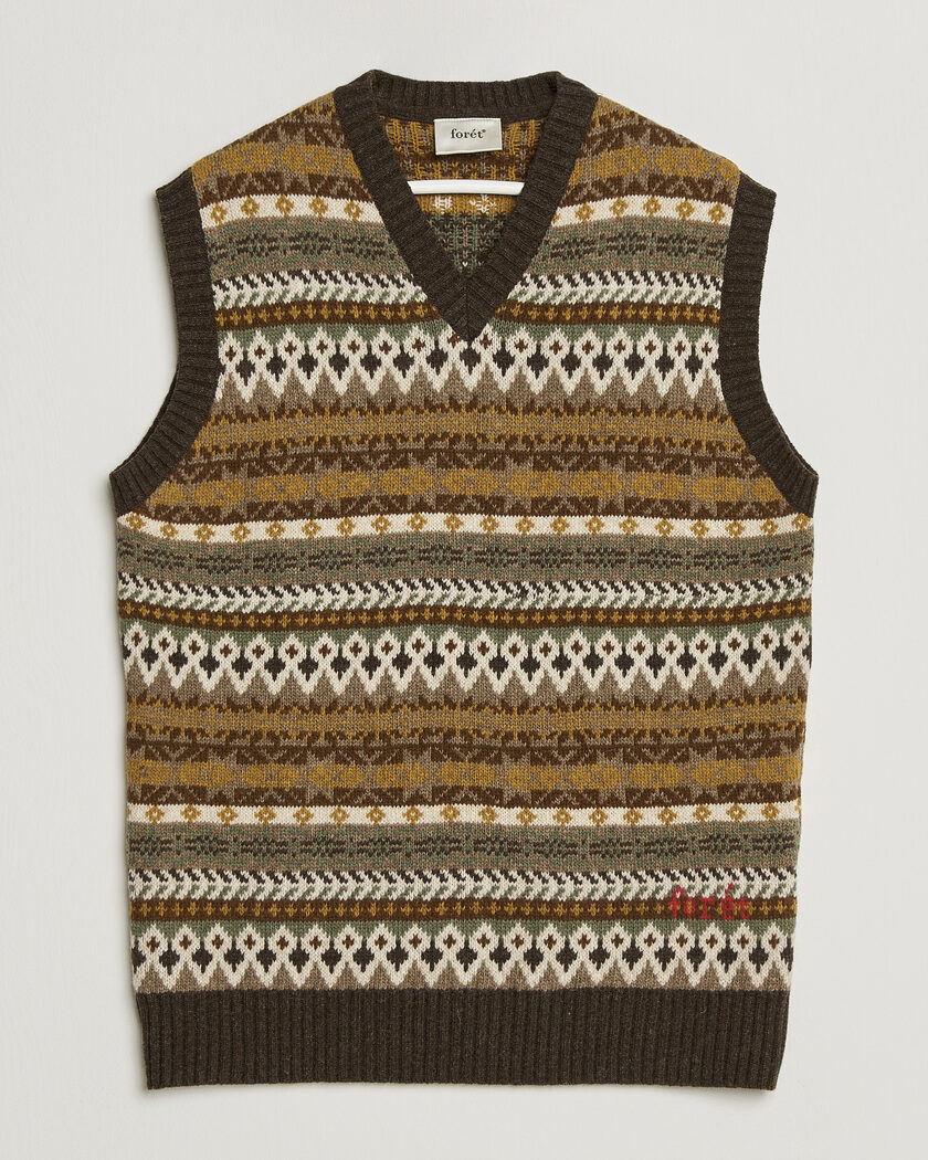 Forét Fairisle Lambswool Vest Thyme – Marrone