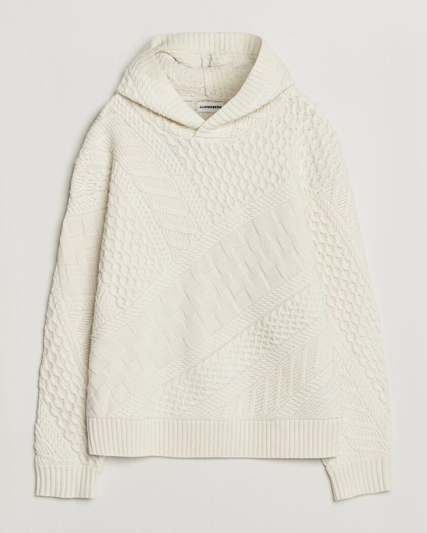 J.Lindeberg Savio Cable Knitted Hoodie Tofu – Bianco