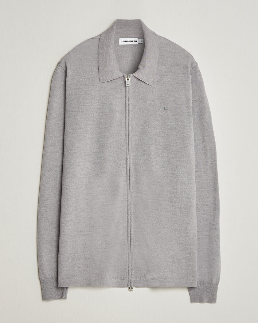 J.Lindeberg Kaleb Merino Full Zip Light Grey Melange – Grigio