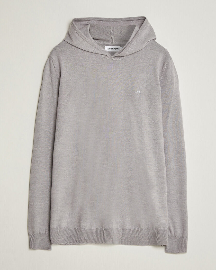 J.Lindeberg Karl Merino Hoodie Light Grey Melange – Grigio
