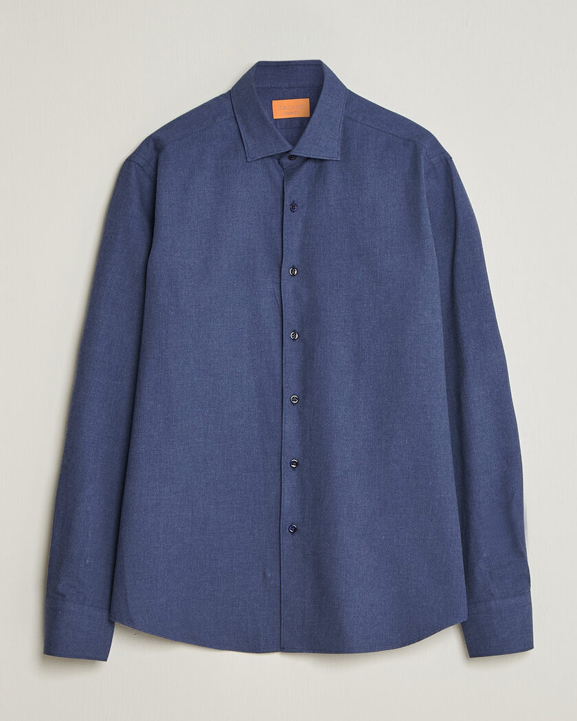 Grigio Washed Flannel Shirt Navy – Blu