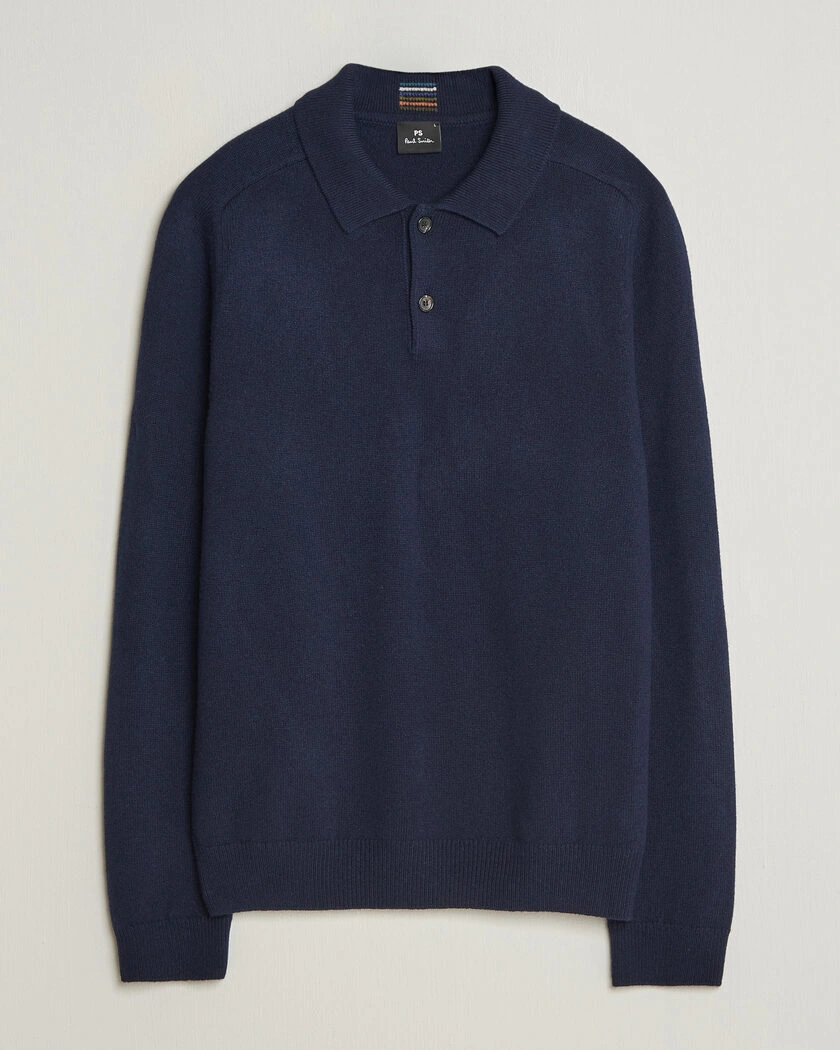 PS Paul Smith Wool Knitted Polo Navy – Blu