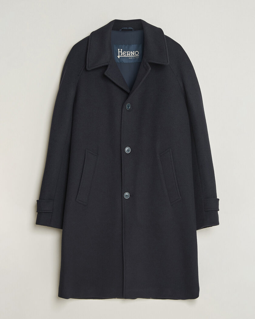  Herno Raglan Wool Coat Navy – Blu